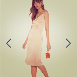 NWT Satin Midi Dress, Champagne, US 6